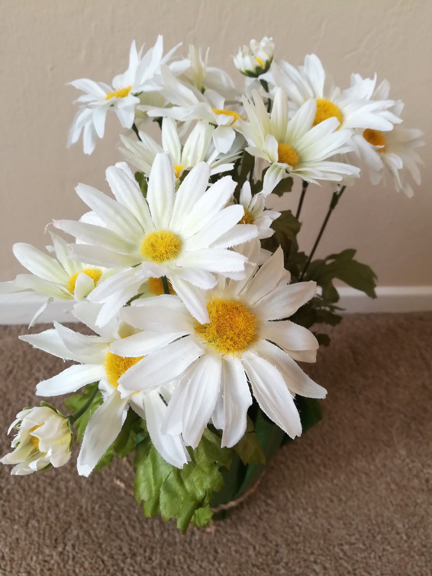 Lovely White Faux Flower Potted Plant Home Decor