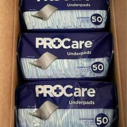 Case Of 150 PROCare Puppy Dog Wee Pee Pads Each Measures 21” x 34” NEW!