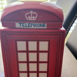 Red Telephone Booth Cookie JAR