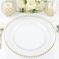 gold beaded charger plates