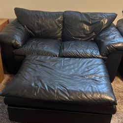 Leather Love Seat And Othman
