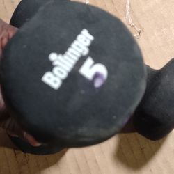 Bollinger Set Of Two Black Rubber Coated 5 Lb Dumbbell Weights