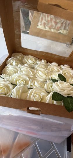 Faux White Roses