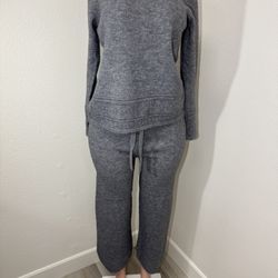 Gray Lounge Mock Neck Set Pant And Long Sleeve Top 