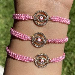 pink evil eye bracelets ✨