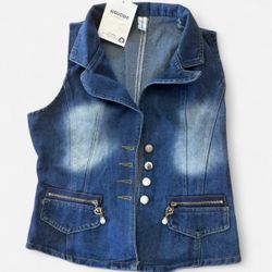 AIGUOSHI Denim Blue Vest Size Large 