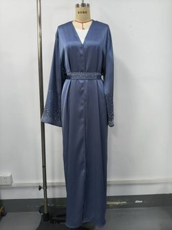 New Elegant Gray Embellished Maxi Dress