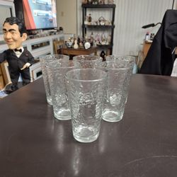 Libbey Reverse Pebbled Glassware Tumblers 12.5 OZ 5.75"H - SET OF 6