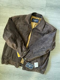 Vintage 90s Dockers Brown Suede Leather Bomber Jacket - Men's XL NWT