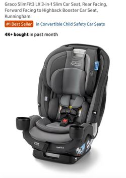 New Graco SlimFit3 LX 3-in-1 Slim Car Seat, Rear Facing, Forward Facing to Booster Car Seat, Kunningham