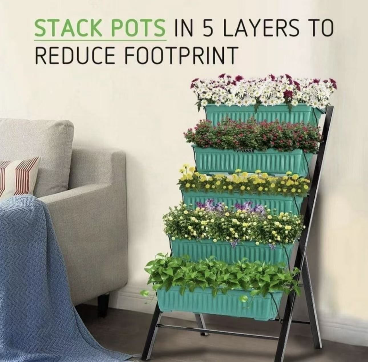 4 ft. Vertical Raised Garden Bed 5 Tier Planter Box Perfect to Grow Flowers, Vegetables, Herbs, for Outdoor and Indoor Gardening