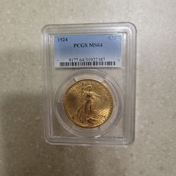 1924 $20 gold coin.  Graded