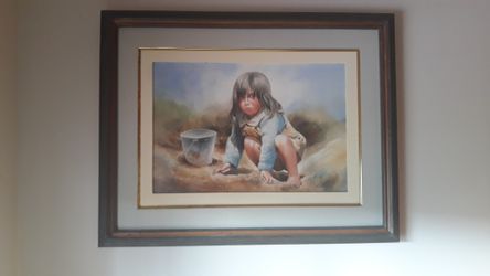 Watercolor painting with frame