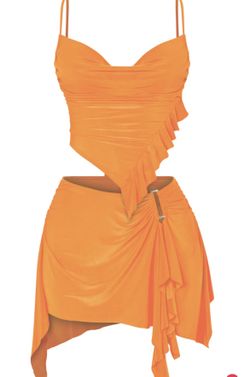 orange skirt set