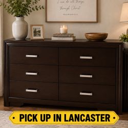 Dark Brown 6-Drawer Wood Dresser