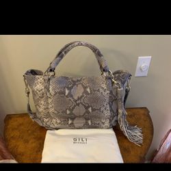 G.I.L.I. Leather Python Print Bag