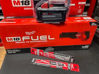 MILWAUKEE M18 FUEL  SAWZALL #2821-20  +BATTERY 6.0 and 2 THICK 6” THICK METAL BLADES  NEW  ((( read below ))