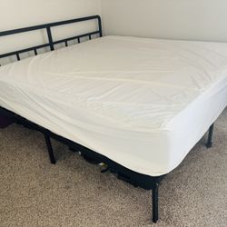 King Metal Bed frame With Memory Foam Mattress 