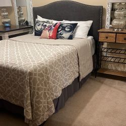 Queen Bed - 100.00 Head Board, Frame Box Spring And Mattress 