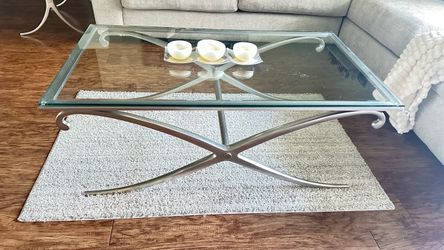 4-Piece Glass Living Room Table Set