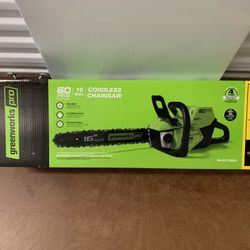 Brand New Sealed GreenWorks CS60L00 60v Lithium Electric Chainsaw TOOL ONLY 