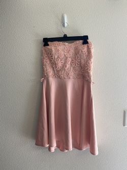 Homecoming Strapless Dress. Light Pink With Floral Top.