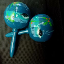 Hand Painted Mexico Maracas 