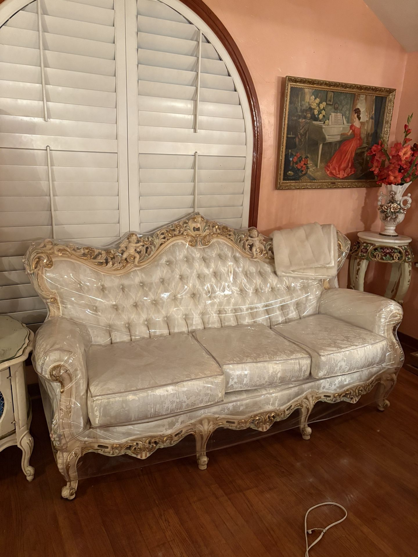 French Provincial Couch Sofa Headboard Furniture Estate Sale