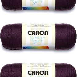 3 Pack Caron Simply Soft Acrylic Yarn - Plum Perfect  **READ DESCRIPTION**