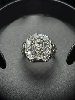 New 925 Silver San Judas Horseshoe Ring - Size 12.5 Nugget Band