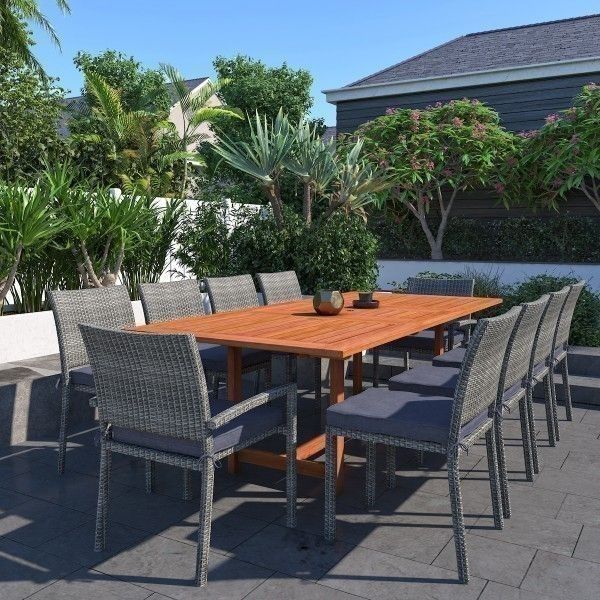 BRAND NEW 11 Piece Rectangular Extendable Dining Set | 100% FSC Certified Solid Wood | Ideal Furniture Set for Outdoor