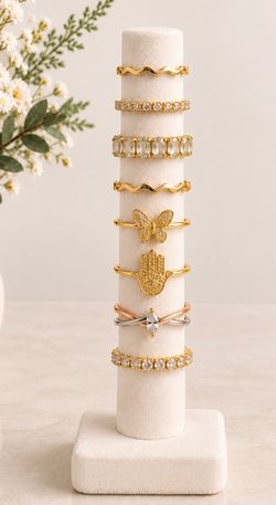 8 Piece Gold-Tone Stackable Rings Set - NEW