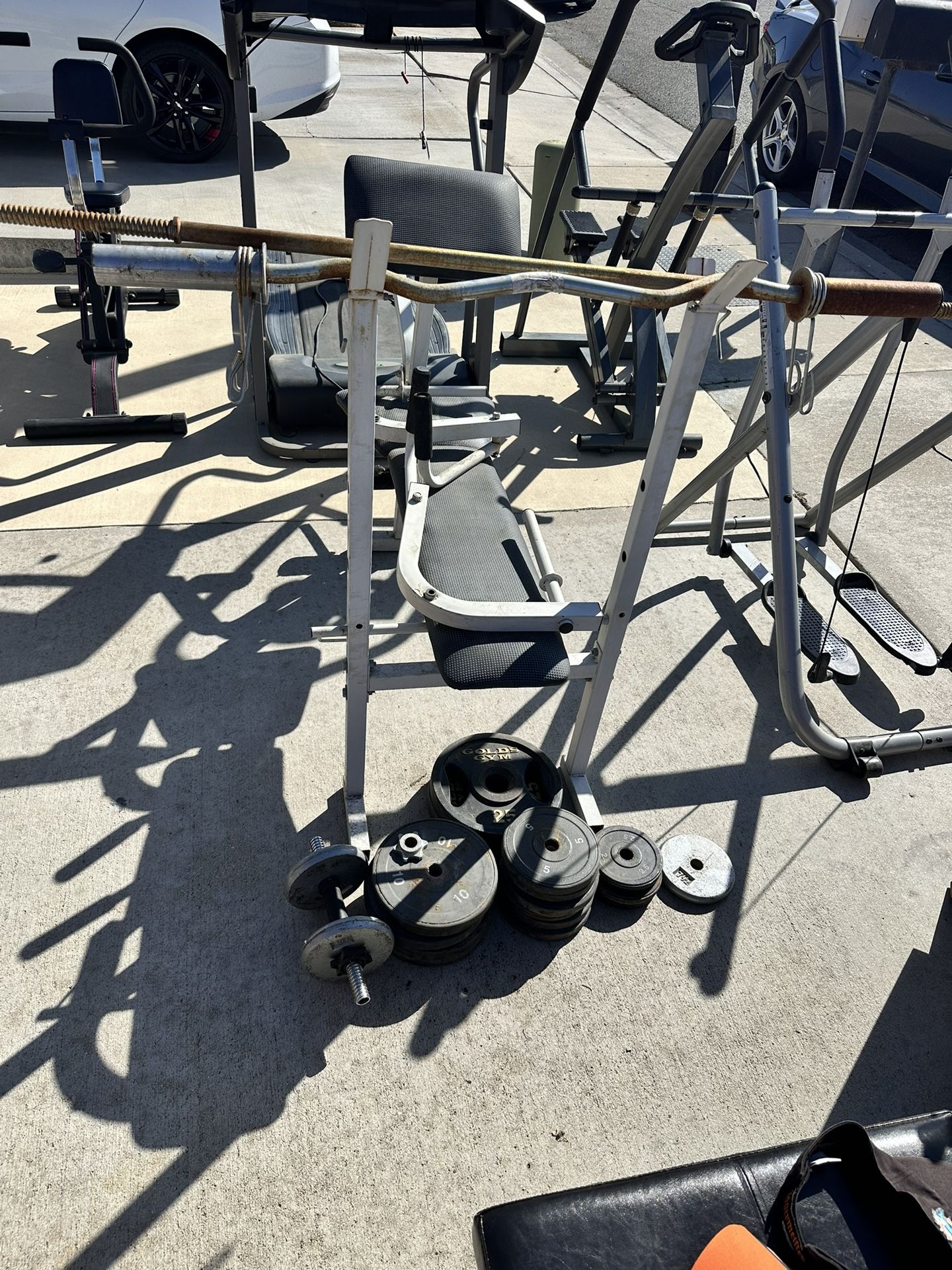 Weight Bench With Miscellaneous Weights Package Deal