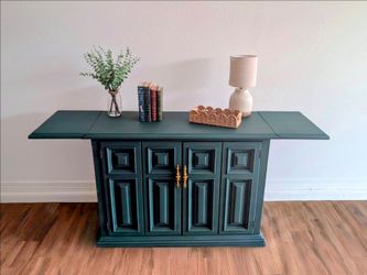 Vintage Thomasville Solid Wood Drop-Leaf Bar Cabinet