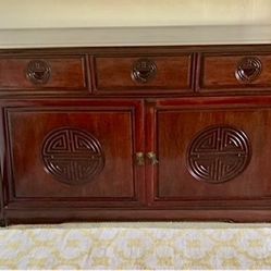 🔥🌹 RARE SOLID ROSEWOOD Hand-Carved Asian Credenza — HEIRLOOM STATEMENT 🌹🔥