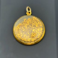 10k yellow gold frame 20k gold nugget vintage glass pendant locket charm