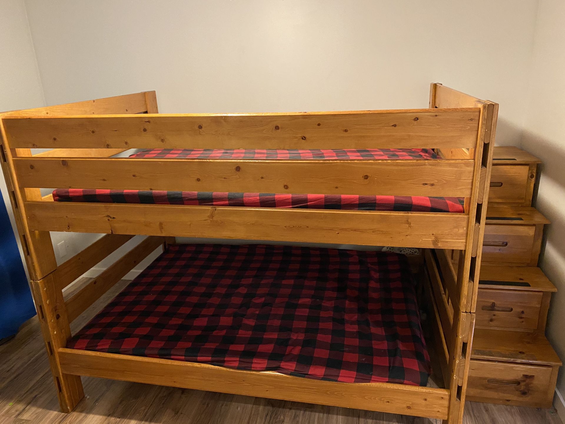 Full Size Bunk Beds with Mattresses and Stairs