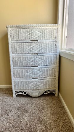 White wicker dresser