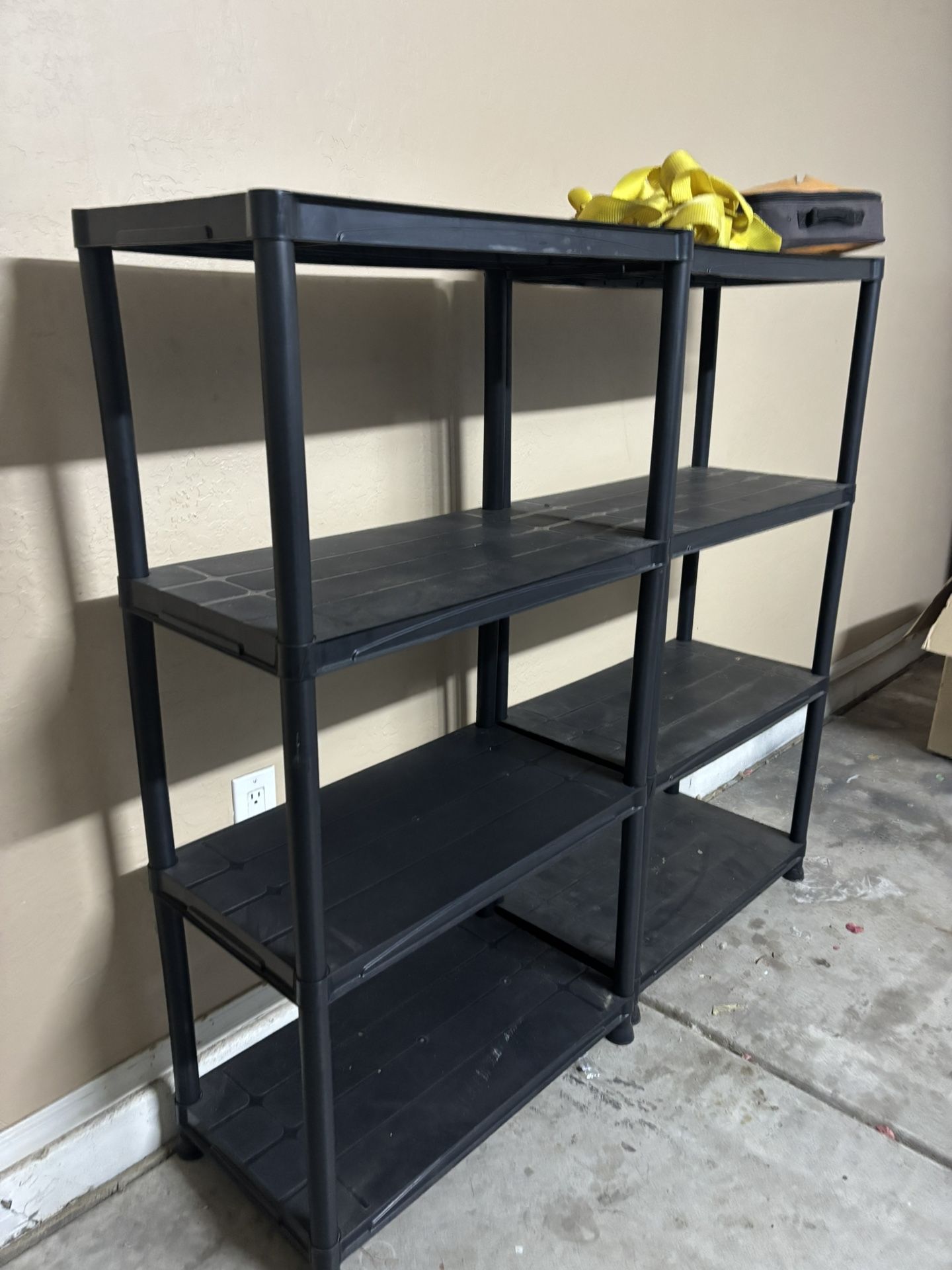 Black storage shelves