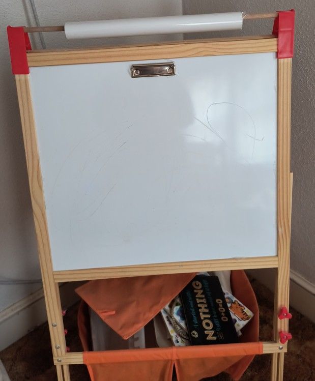 Easel With Dry Erase Board On One Side And Chalkboard On The Other