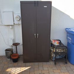 Metal Garage Cabinet, Brown. 6 Foot Six Tall By 3 Feet Wide By 25 Inches Deep.
