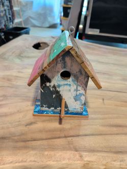 Rustic Painted Wooden Birdhouse