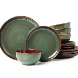Brand New Pokini Dinnerware Set for 4 – Sage Green – Plates & Bowls – Microwave Safe