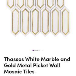 Thassos White And Gold Metal Wall Mosaic Tile