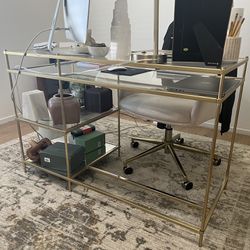 West Elm Brass + Glass Desk 