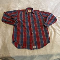 Vintage Levi’s Shirt Men Small Red Blue Plaid Button Down Western Outdoors Rodeo