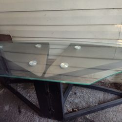 Black Metal Glass Table Stand For TV Or Stereo