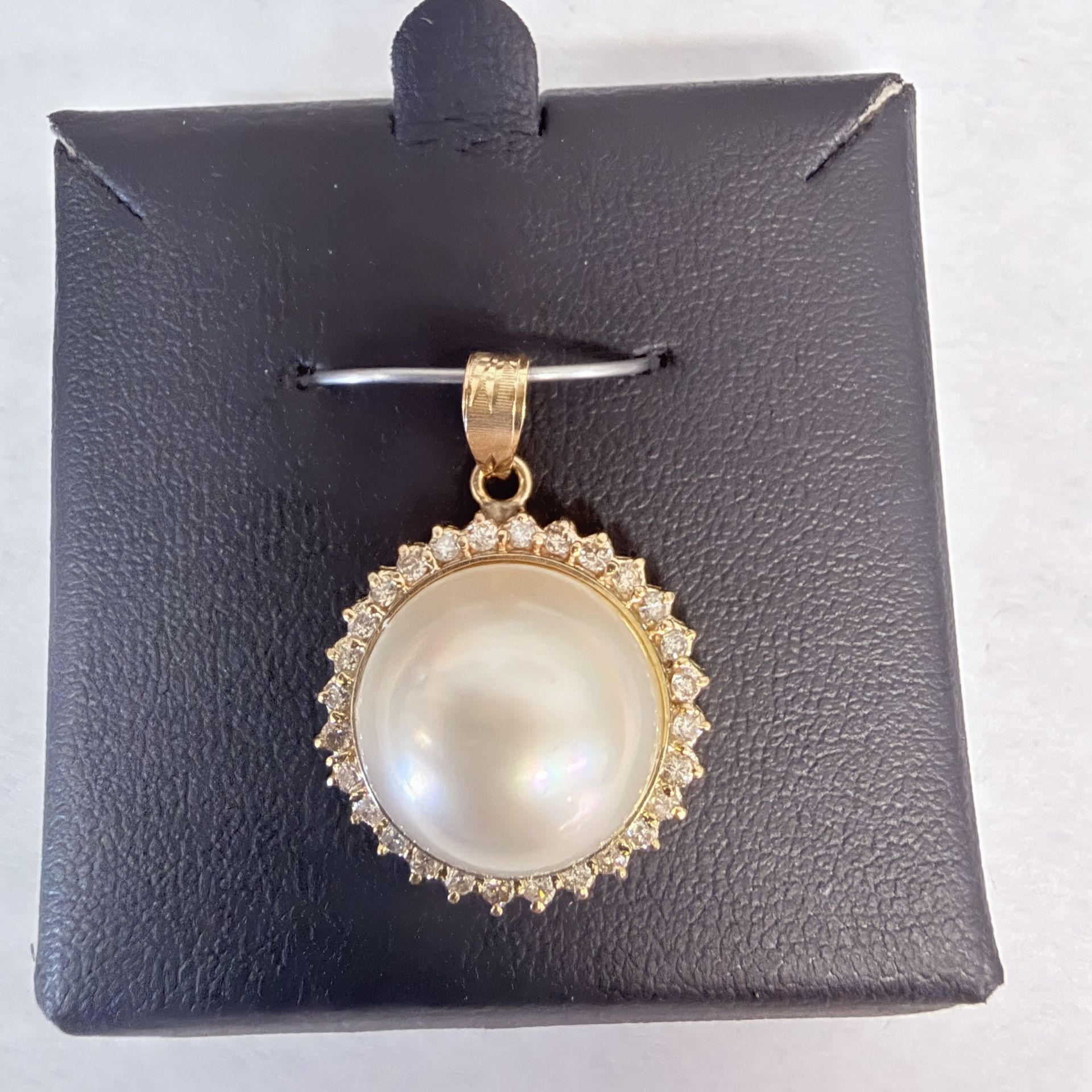 14kt Gold Diamond & Mother of Pearl Charm