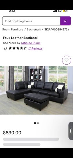 Black leather sectional