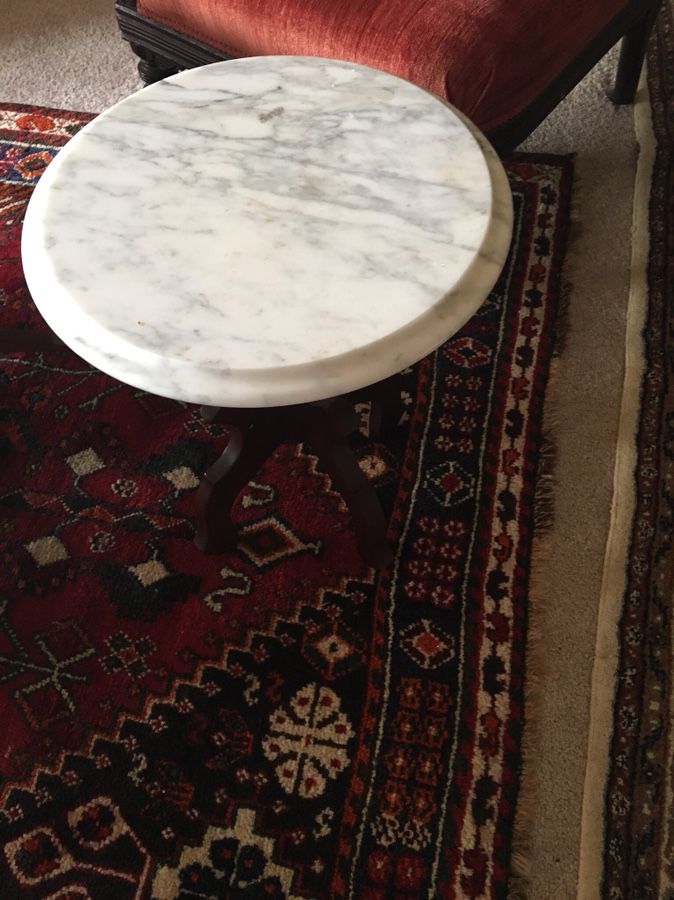 Antique made in Italy Marble and wood small tables not matching